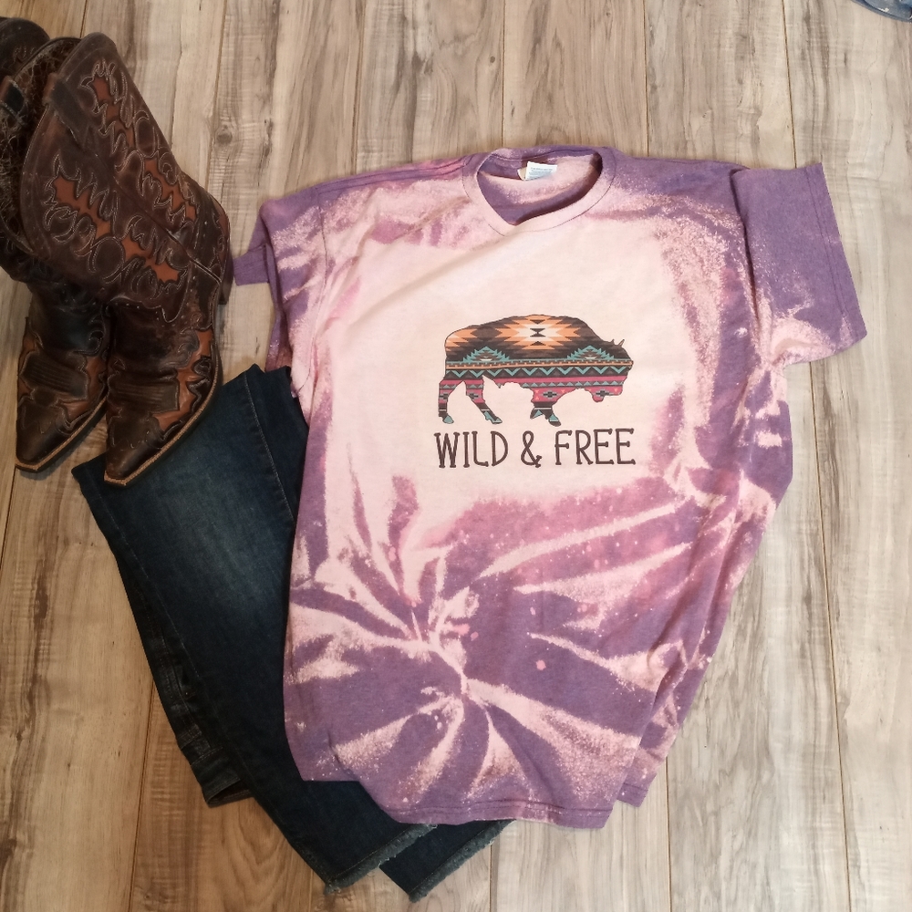 Wild and free bleached t-shirt